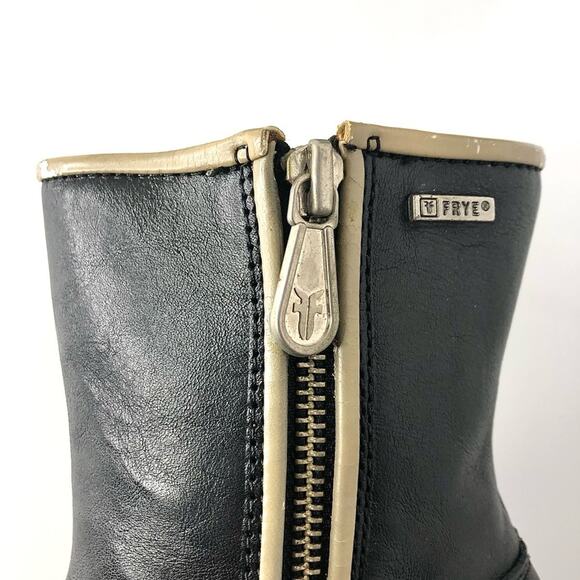 NEW Vintage Frye Villager Double Zipper Leather Platform Ankle Boots 6.5 - Picture 7 of 9